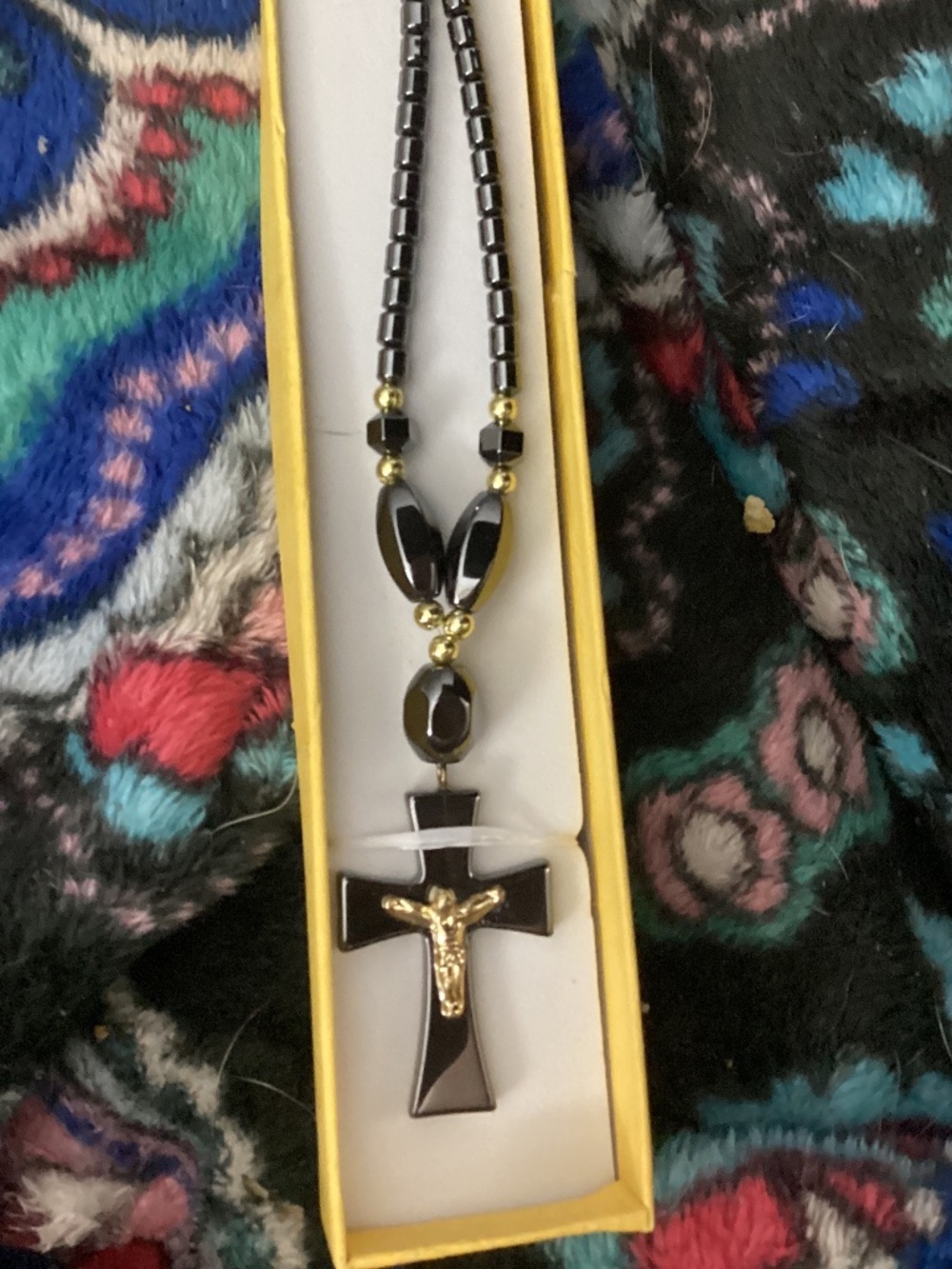 New without tags hematite crucifix cross beautiful unique beads barrel clasp